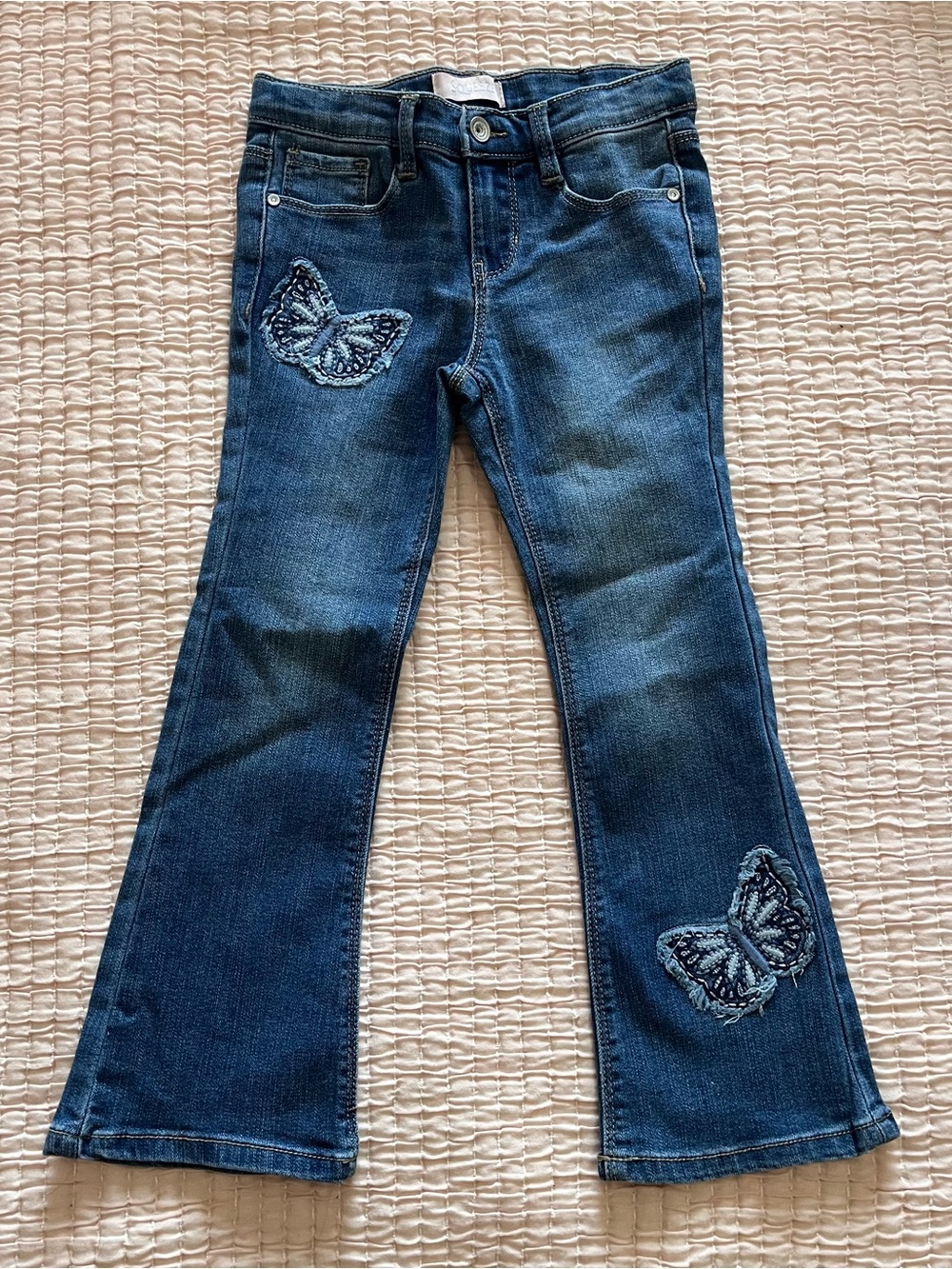 Bundle lot 3 Girls size 5 Blue Denim Jeans boot skinny straight cat butterfly - Picture 8 of 10